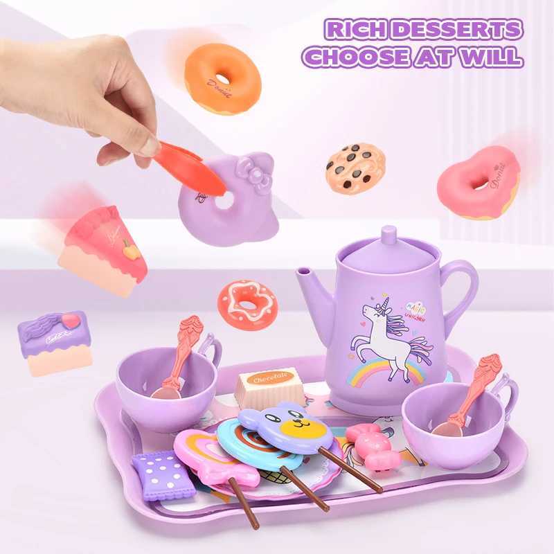 44pcsSet Tea Party Set Fake Plastic Teapot Set Role Play Toys Princess Afternoon Tea Time Play Kitchen Toys with Dessert Bi C250922