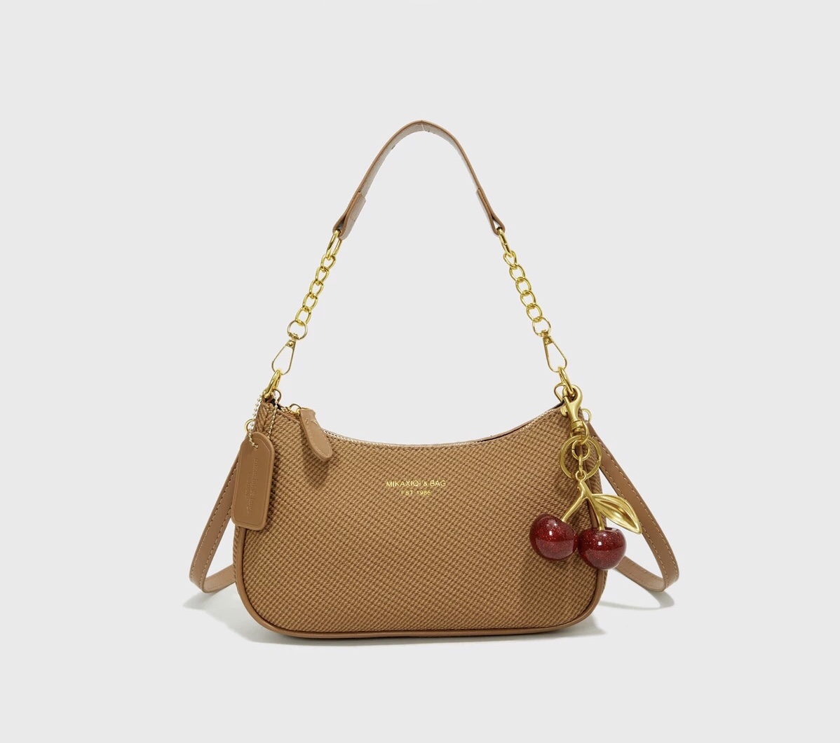 2025 Mini Designer Bag Canvas Logo Red Green Crescent Moon Bag Crossbody Bag Handbag Handle Shoulder Bag Women Cherry Pendant Tote