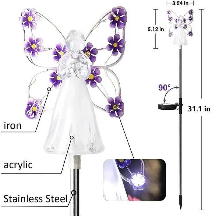 New Solar Angel Lights Outdoor Garden Decoration Landscape Housewarming Gift Cemetery Led Stake Lawn Yard Patio Solar Night Lamp C250922