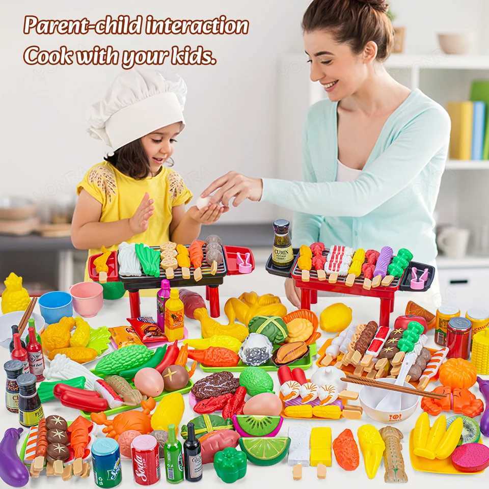 Kitchen Pretend Play Toys Barbecue Set Childrens Cooking Toys Simulation Food Multiset Gift for Kids Girls Boys Toddlers C250922