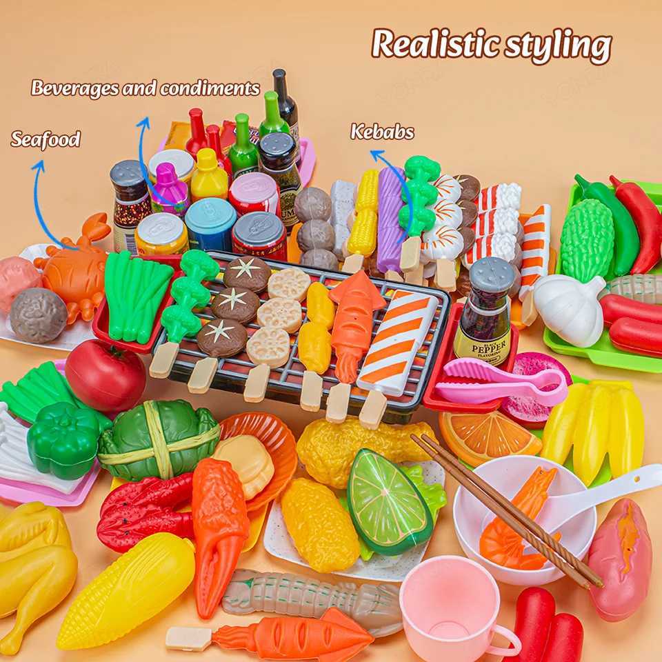 Kitchen Pretend Play Toys Barbecue Set Childrens Cooking Toys Simulation Food Multiset Gift for Kids Girls Boys Toddlers C250922