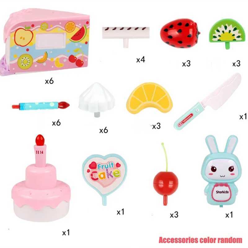 Kids Toy Simulation DIY Birthday Cake Model Kitchen Pretend Play Cutting Cake Toy with Light and Music Blowing Candles Girl Gift C250922