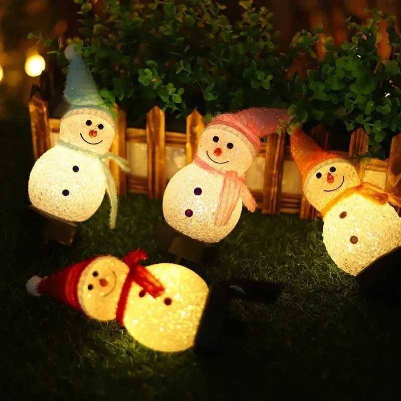 LED Christmas Solar Lights Snowmans Pathway Light Waterproof Outdoor Garden Lawn Fence Lamps Holiday Party Decoration Lighting C250922