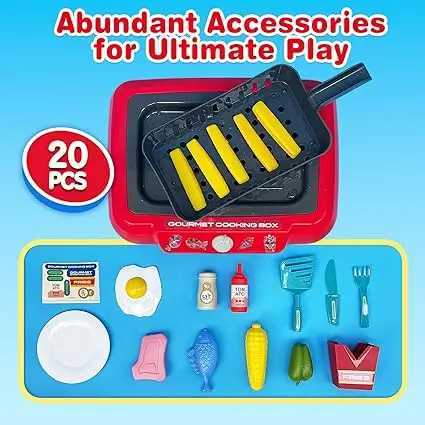 Color Changing Kids Food Fryer Pretend Play Toys for kids 3 Gourmet Cooking Box toys gift for boys and girls C250922