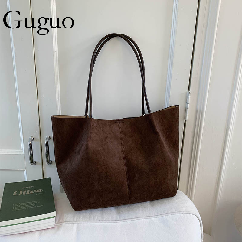 Guguo Designer Bag Cross-border Simple Suede Tote Bag For Women 2025 Autumn Winter New Luxury Bag Velvet Mother-daughter Bag Large Capacity Handbag Sh