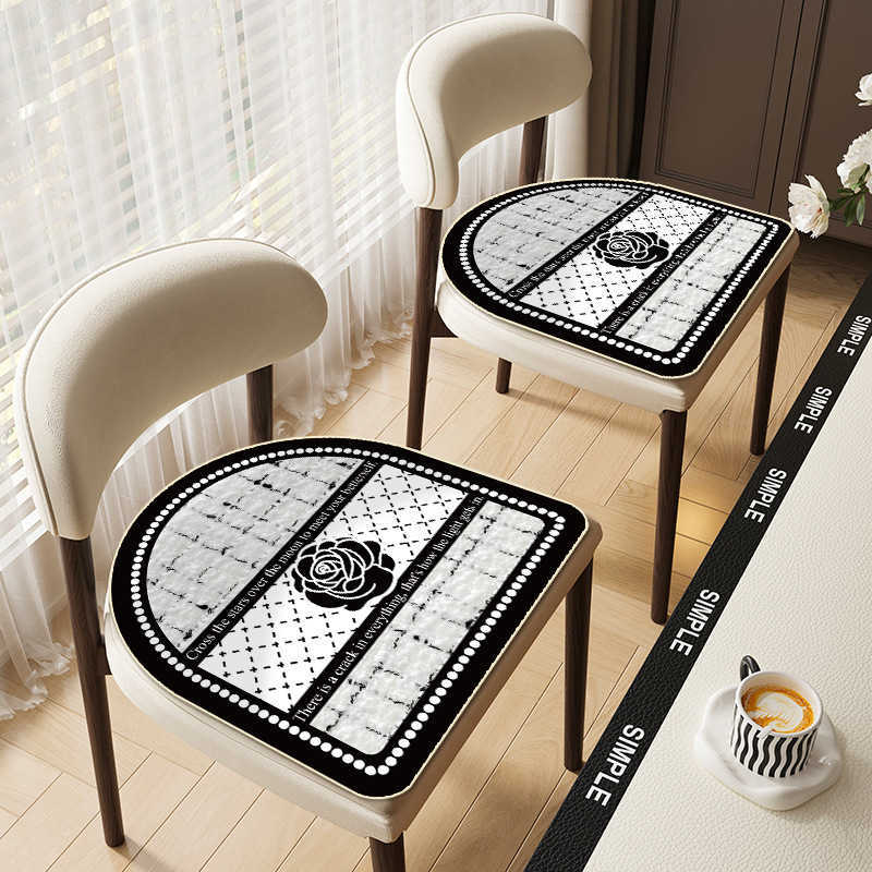HorseshoeShaped Chair Cushion Washable Imitation Cashmere Light Luxury HighEnd Dining Chair Cushion French Style Small Fragrance Dining Table Chair Se