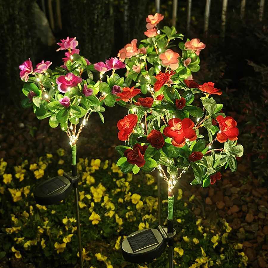 LED simulation lawn light solar azalea flower ground plug light outdoor courtyard decoration light C250922