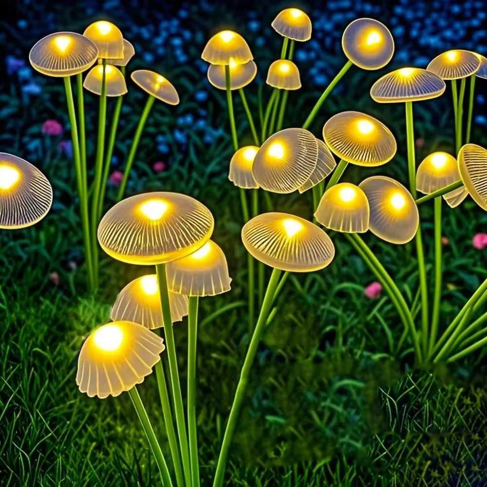 Solar 6LEDS Jellyfish Lights Mushroom Lights Solar Ground Plug Atmosphere Lights Garden Decoration Lights Lawn Lights C250922