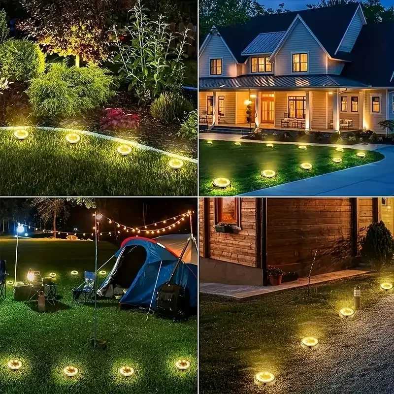4/8/12PCS Solar Lights Outdoor Waterproof 8 LED Solar Ground Light Warm White Solar Buried Light for Patio Garden Lawn Driveway C250922
