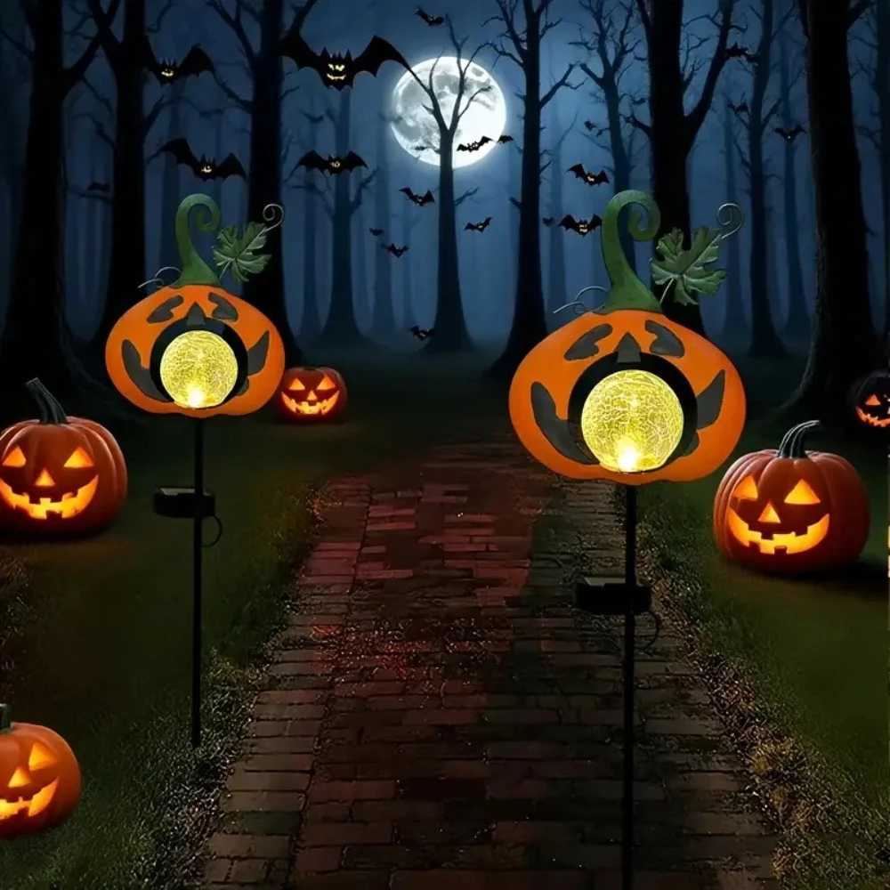 12PCS Solar Halloween Pumpkin Lawn Lights Outdoor Garden Decorative Warm White Solar Lights for Patio Pathway Halloween Decor C250922