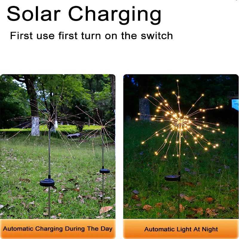 2025 New LED Solar Firework Lights Waterproof Garden Fairy Lights Outdoor Dandelion Lawn Lamp for Patio Decor C250922