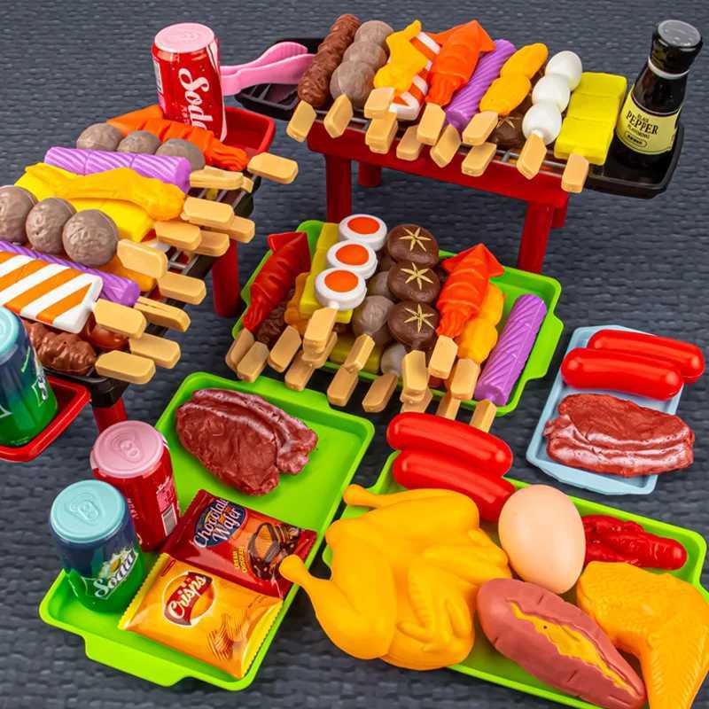 Kids Play House Barbecue Toy Set Kitchen Pretend Play Cooking Toys Simulation Food Cookware BBQ Kit Cosplay Game Gifts C250922