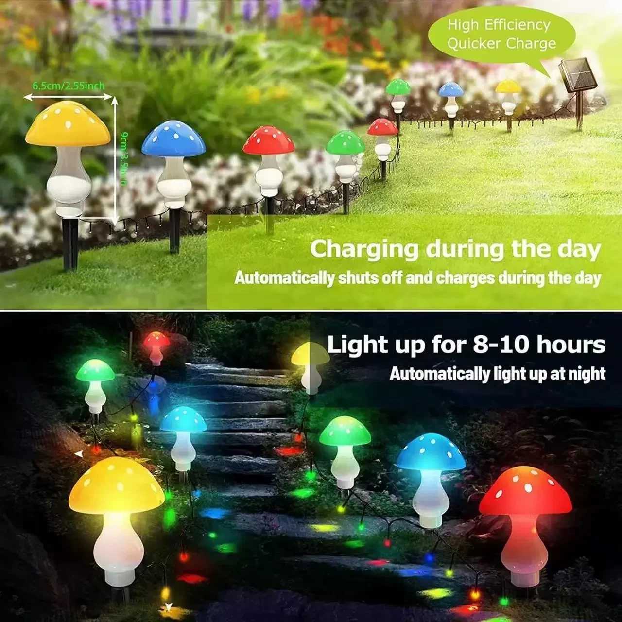 Christmas Fairy Light 8LEDS Solar Panel Mushroom Garden Outdoor Decor Waterproof Night Lamp Yard For Wedding Party Decoration C250922
