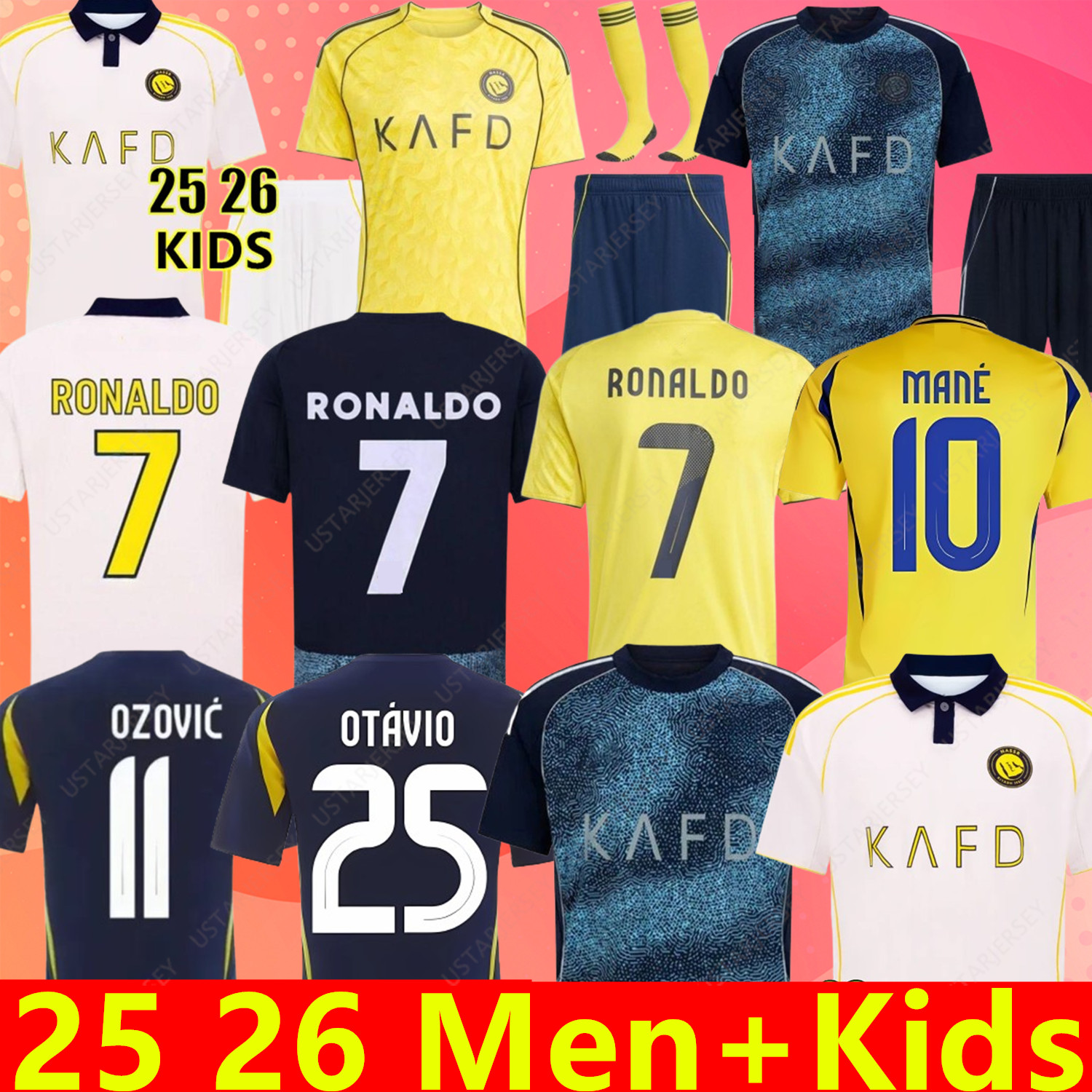 25 26 Al Nassr FC soccer Jerseys Ronaldo MANE BROZOVIC 2025 2026 Home away CR7 kids kit Martinez Talisca Ghislain Konan OTAVIO Vincent Aboubakar men Football shirt