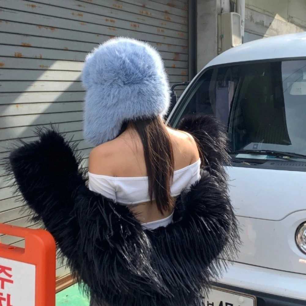 Fluffy Imitation Mink Fur Bber Hats Mens Autumn and Winter Korean Version P ot Hat Fem Ins Blogger Cycling Cold Hat Y250920