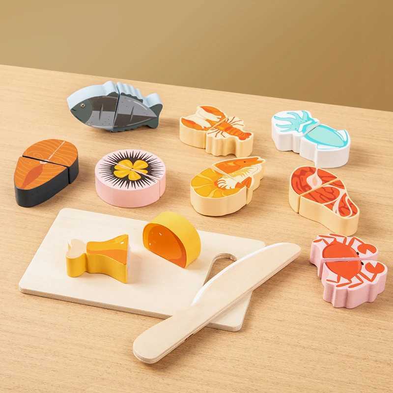 Childrens Kitchen Cooking Set Wooden Simulation Cutting Fruits Vegetables Food Toy Pretend Play Educational Toys for Children C250922