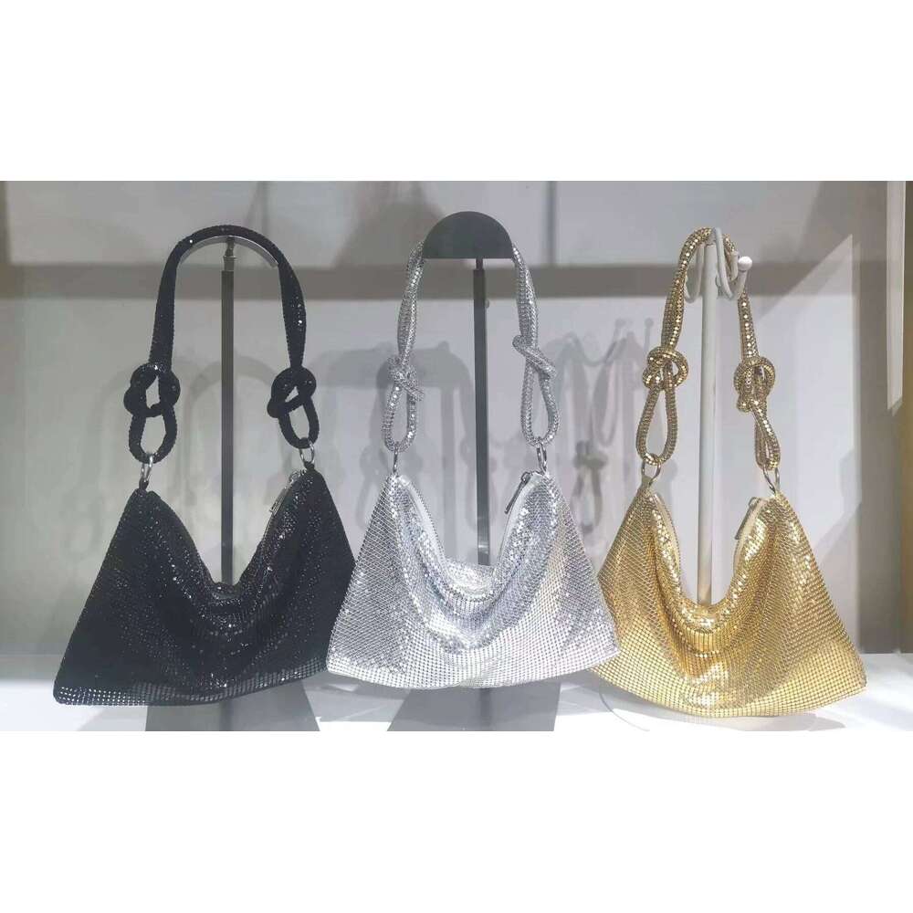 Designer Luxury Fashion Large Capacity Lady Sequin Handbags Design Rhinestones Tote Armpit Shoulder Bag Women PU Leather Shopping Pack