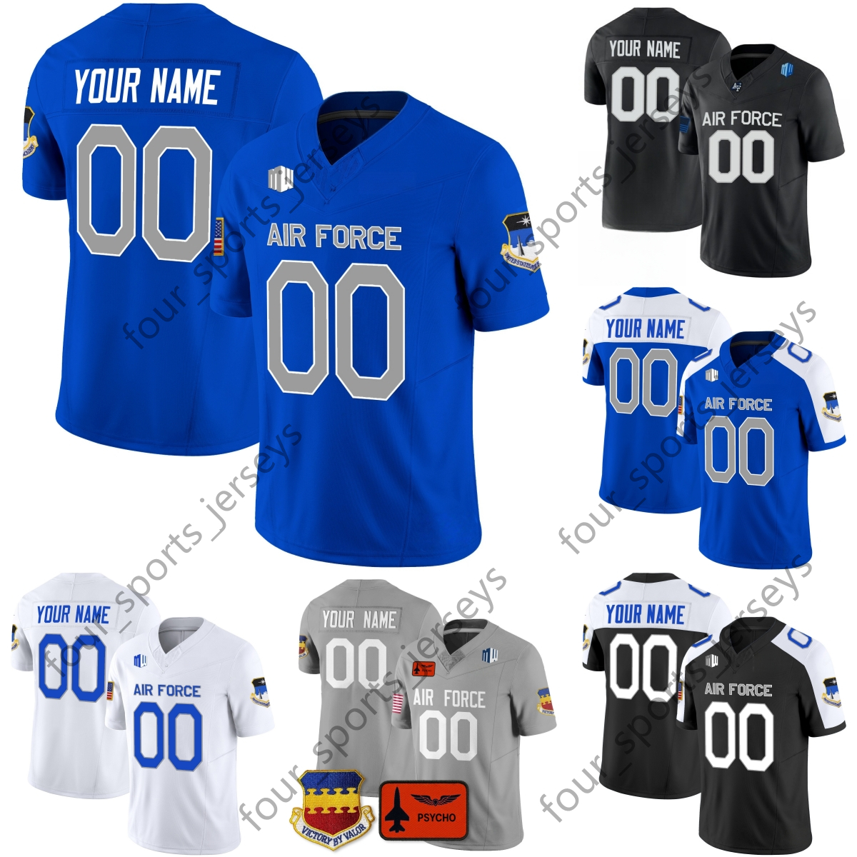 Air Force Falcons Football Jersey 11 Josh Johnson 21 Cade Harris 6 Blake Fletcher 9 Zac Larrier 4 Emmanuel Michel 13 Jared Roznos 40 Alec Mock 5 Jensen Jones