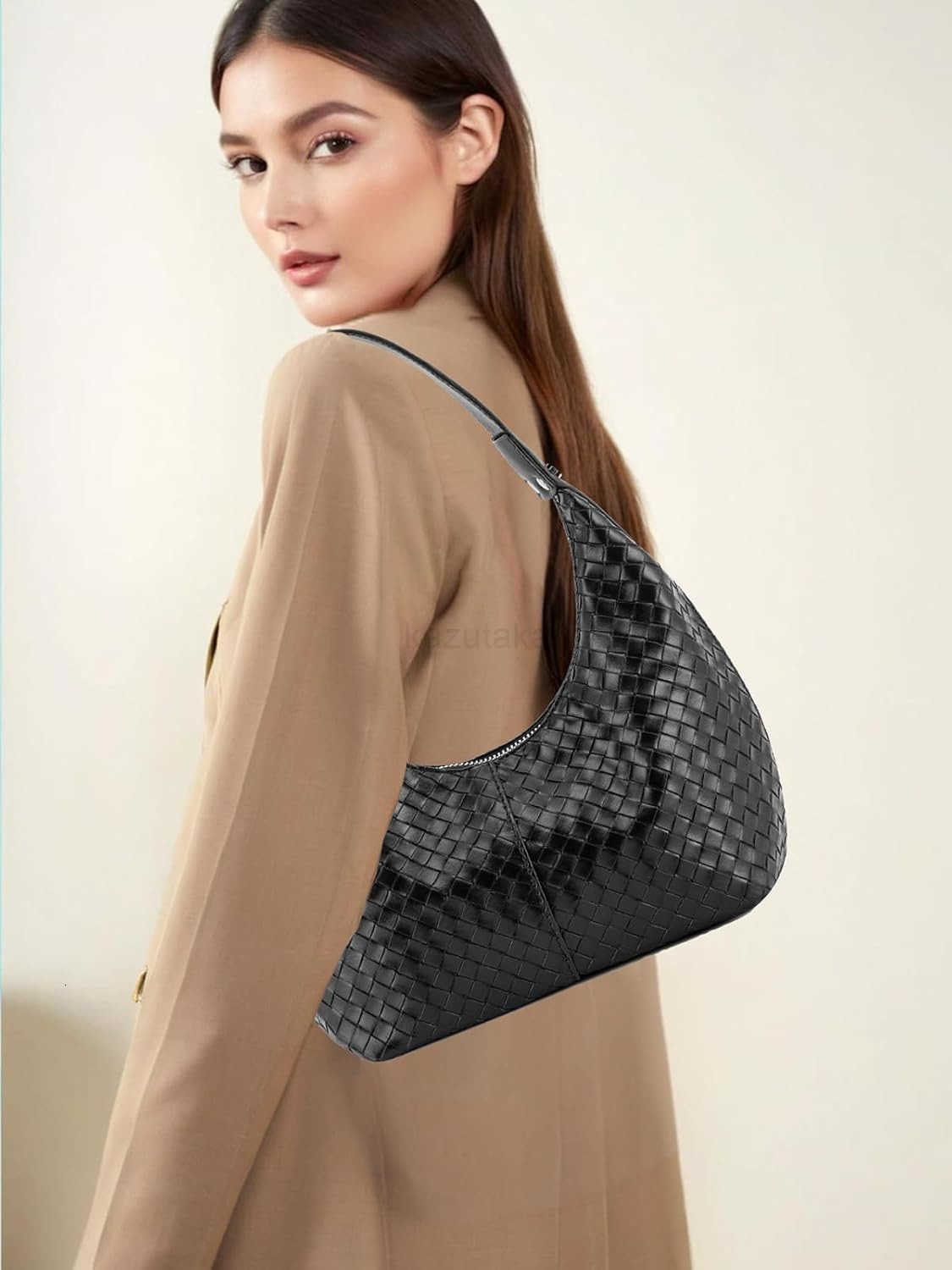 Crescent Shoulder Bags for Women Vegan Leather Hobo Handbag Slouchy Tote Purses Z250922