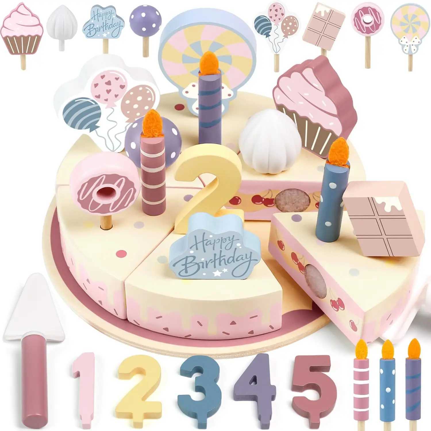 Wooden Kids Kitchen Toys Simulation Birthday Cake Toy Pretend Play Cutting Food Game Children Role Play Toy Gifts for Boy Girl C250922