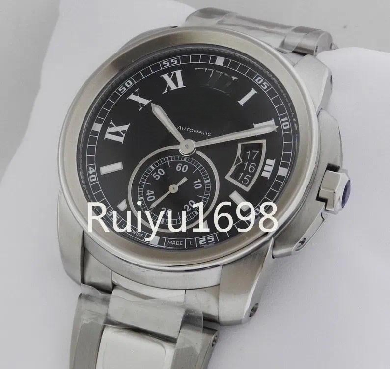 Luxury designer watch New Calibre De Stainless steel Bracelet Mens Automatic Mechanical Watch W7100016 Luxury Black Men's Sports Wrist Watches Tran342I