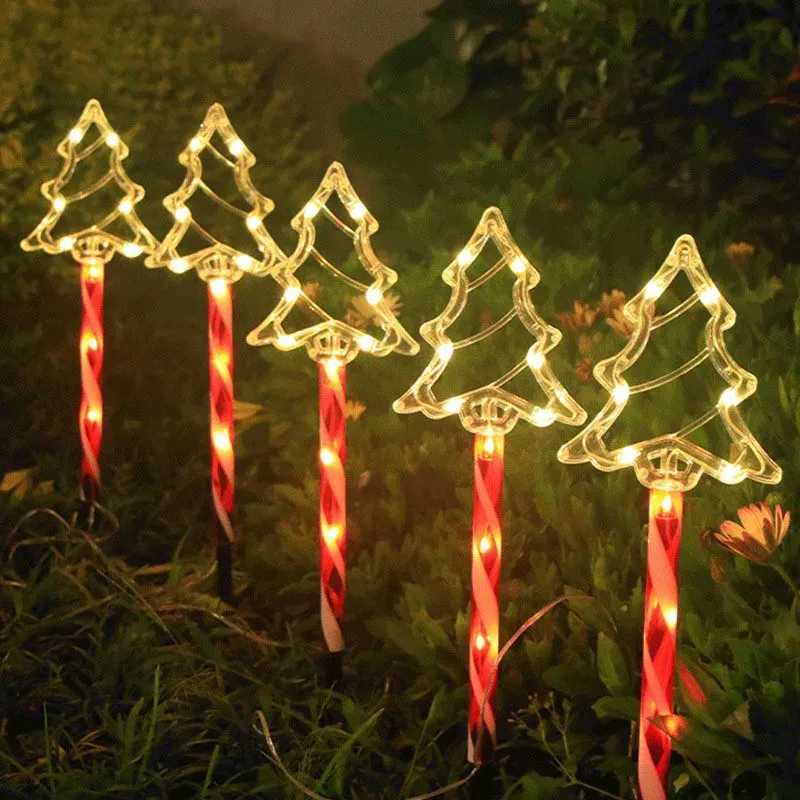 5pcs Christmas Tree Solar Plug Lights For Garden New Year Decoration Festive Atmosphere Light Lawn Lights Driveway Decor C250922