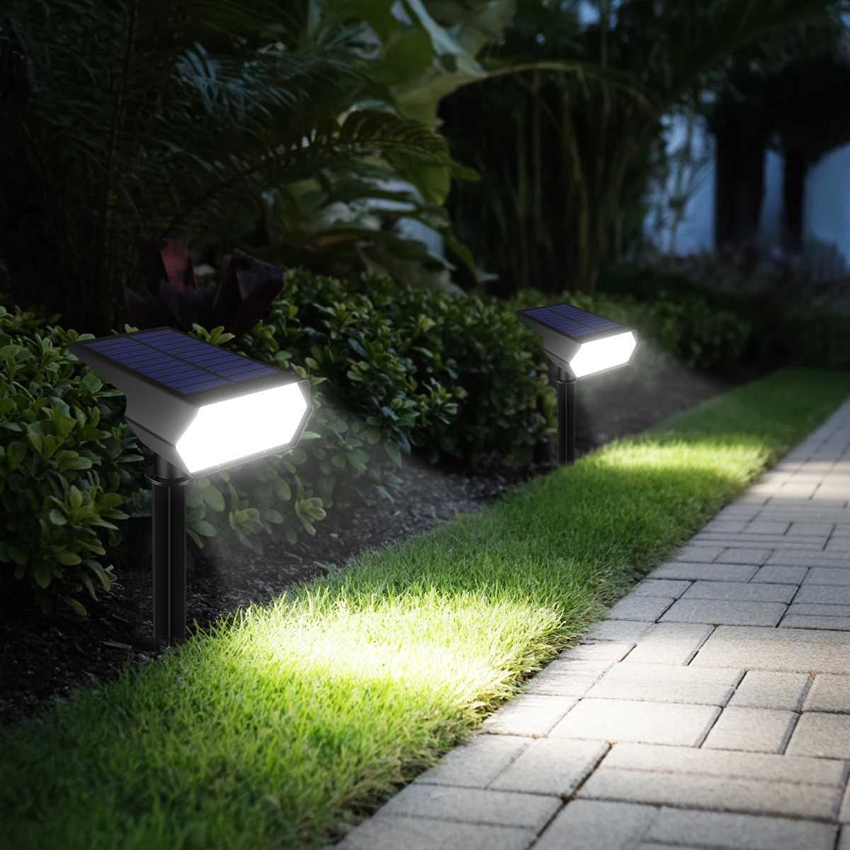 Solar Rechargeable LED Lawn Light Dusk to Dawn Light Sensor Outdoor Garden Path Spotlight For Backyard Yard Landscape Decoraiton C250922