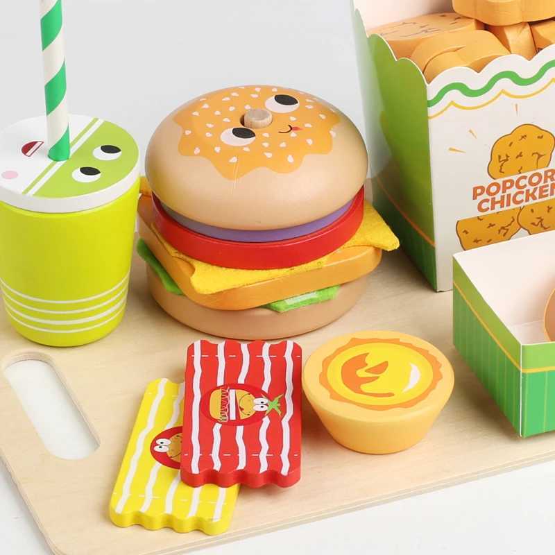 Kids Kitchen Playset Sim Burger Fries Restaurant Order Food Games Hamburger Sand Stacking Cooking Parent Child Games C250922