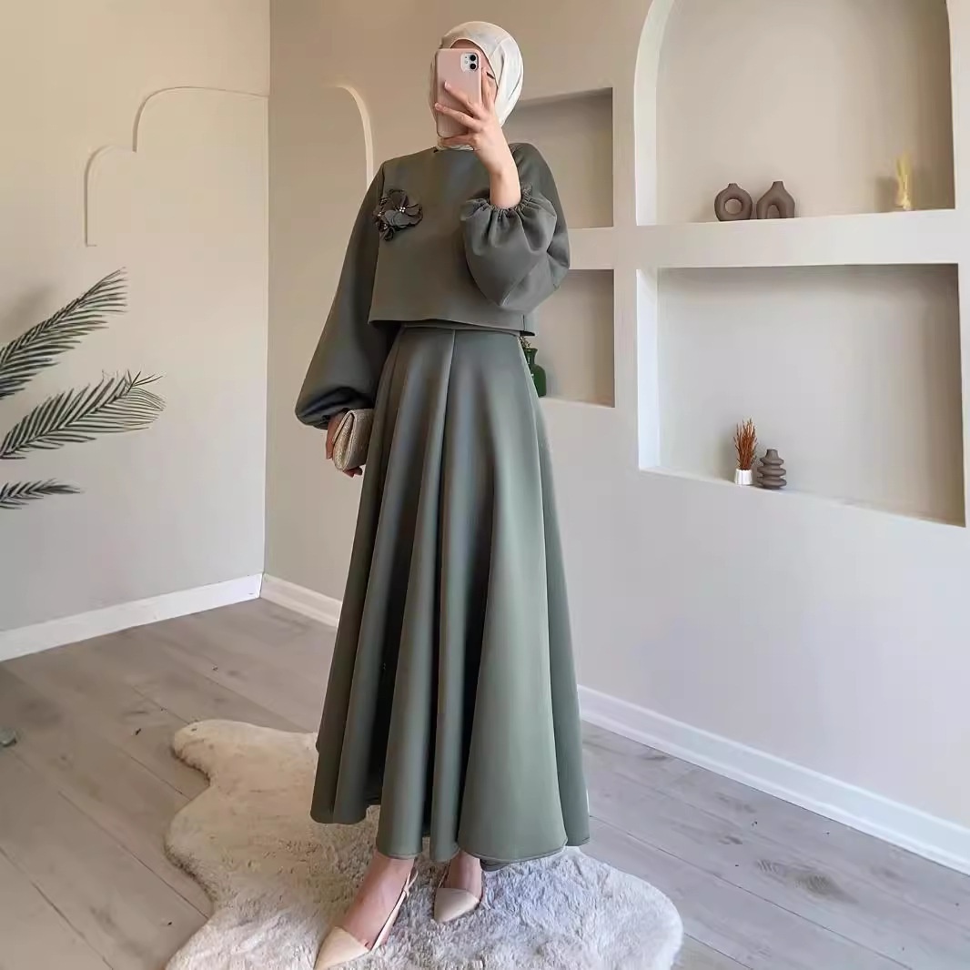 Women's dress, elegant women's two-piece set, dress suit, Muslim women's clothing