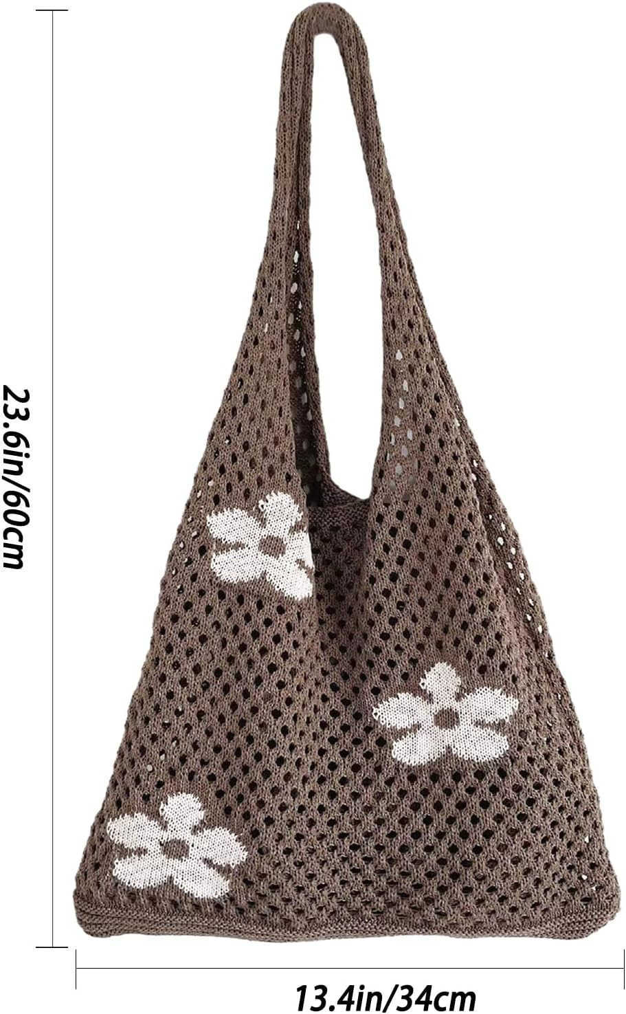 Crochet Tote Fairy Hobo for Women Y2k Purse Knitted Shoulder Bag for Girls Mesh Beach Bags Z250922