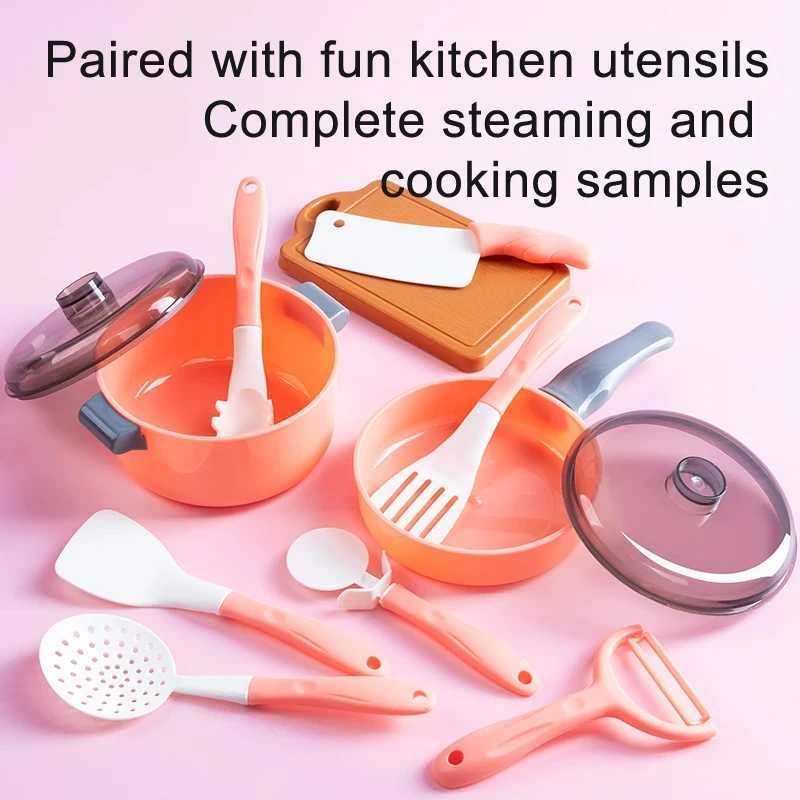 Cooking Toys Pink Kitchen Toy Set Girl Boy toys Cut Fruit Vegetable Pizza Pretend Play Simulation Early Education Toys For Kids C250922