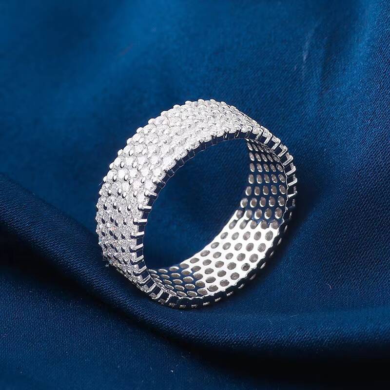 Full Size Custom Round Cut Labgrown Diamond Engagement Ring 925 Silver White Gold Plated Ring Lab Grown Diamond Ring Hip Hop Men