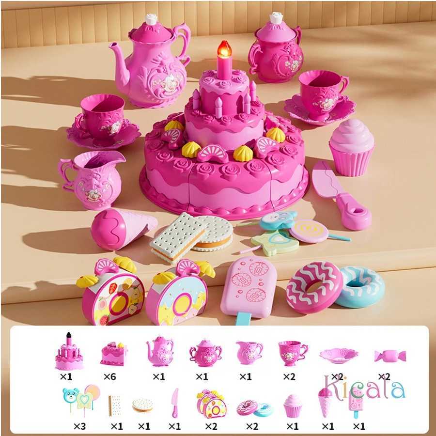 Play House Birthday Cake Cutting Toys Playing Simulation Blowing Candle Dessert Fruit DIY Toy Birthday Gift Perfect for New Year C250922