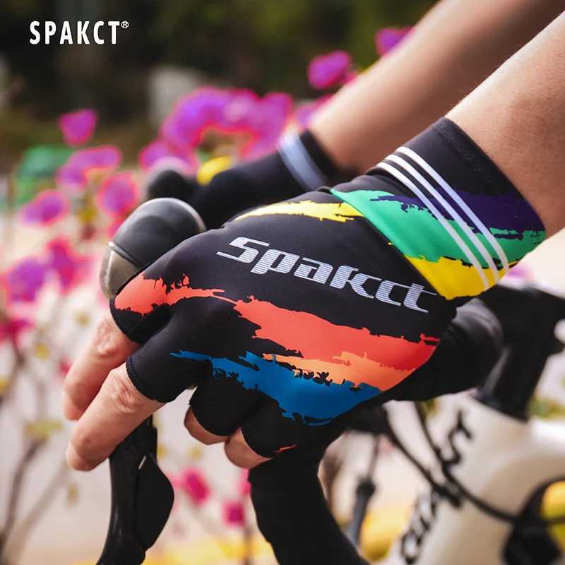 SPAKCT Riding gloves Half finger breathable mountain bike bicycle colorful sports gloves men women cycling short finger gloves J250922