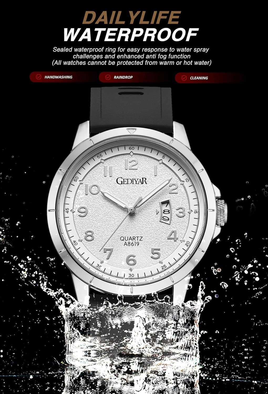 Mens Quartz Analog Wrist Watches Calendar Date Waterproof Big Large Face Watch for Men Business Casual Dress Sports Z250922