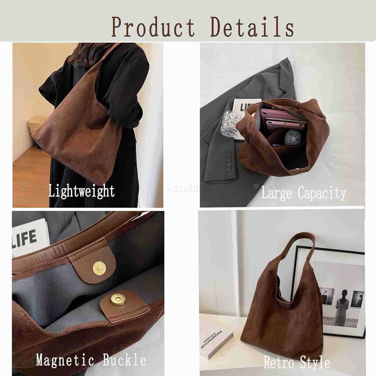 Brown Suede Tote Bag Womens Shoulder Bag with Suede Tote Option Z250922