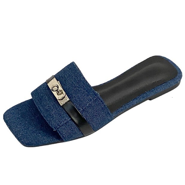 Ddmysports French Style Niche Internet Celebrity Small Lock Buckle One Strap Sandals For Women Spring New Fashion Versatile Solid Color Square Toe Sli