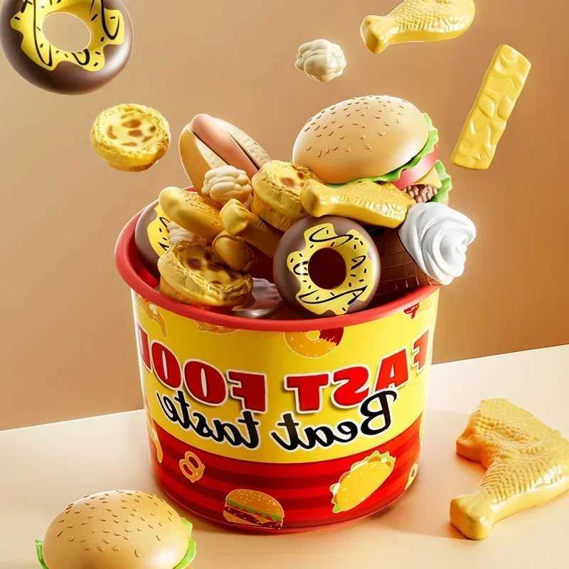 Kid Kitchen Toy Set Simulation Make Hamburger Pizza Fries Pretend Play Food Cooking Cutting Game Montessori Interactive Toy Gift C250922