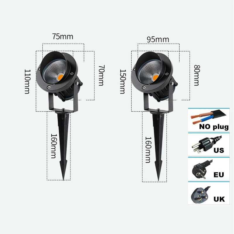 EUUS plugs LED Garden Lawn Lamp 10W 15W Waterprof IP65 220V12V24V Landscape Spike Bulb Garden Path Lawn COB Spotlights C250922