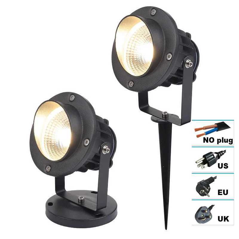EUUS plugs LED Garden Lawn Lamp 10W 15W Waterprof IP65 220V12V24V Landscape Spike Bulb Garden Path Lawn COB Spotlights C250922