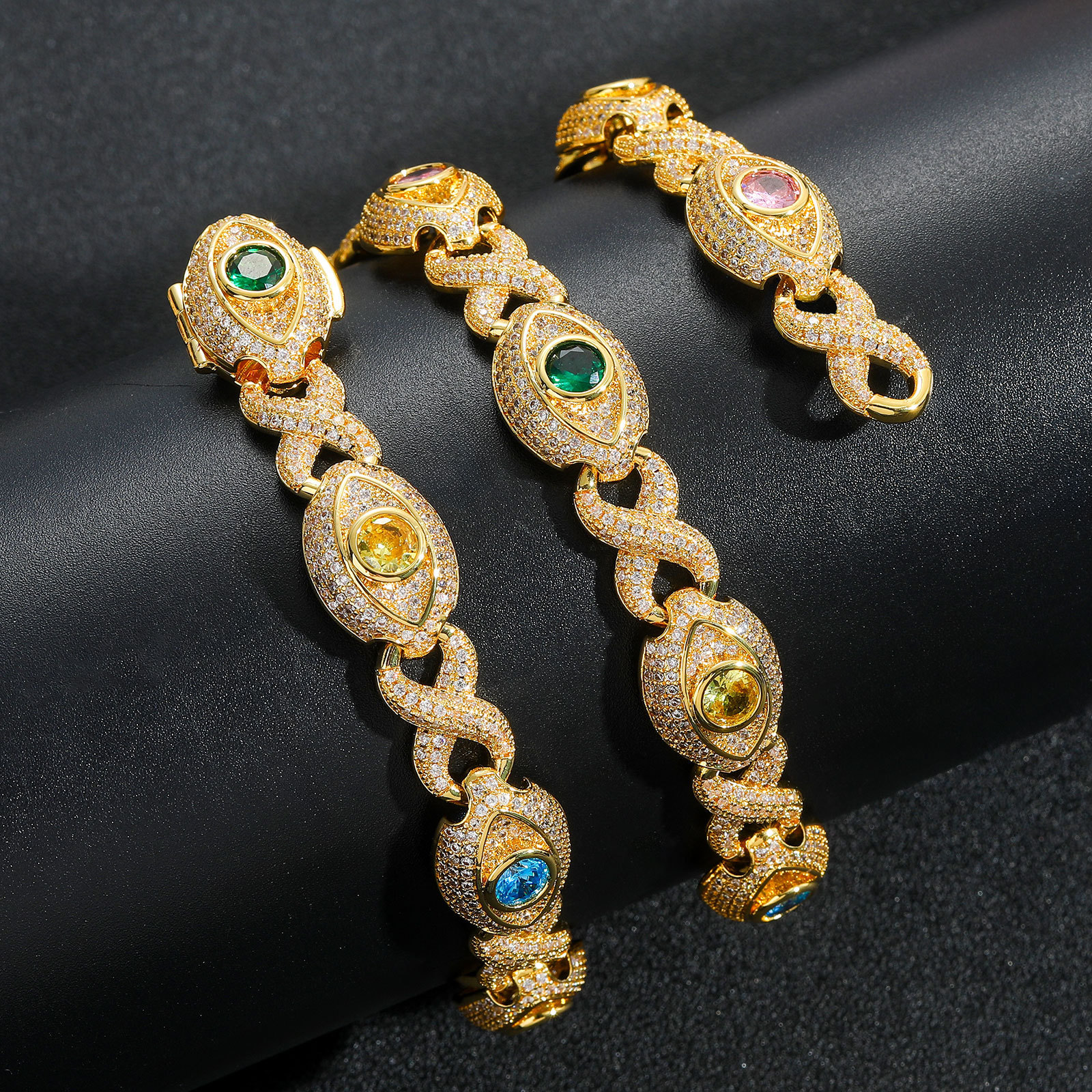 8-Shape 14mm Cuban Eye Infinity Chain Colorful Zircon Creative Niche Bracelet - view 9