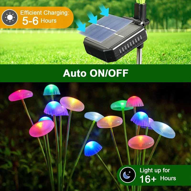 LED Outdoor Solar Mushroom Lights Garden Decor Jellyfish Sway Light Waterproof Patio Landscape Pathway Yard Lamp C250922