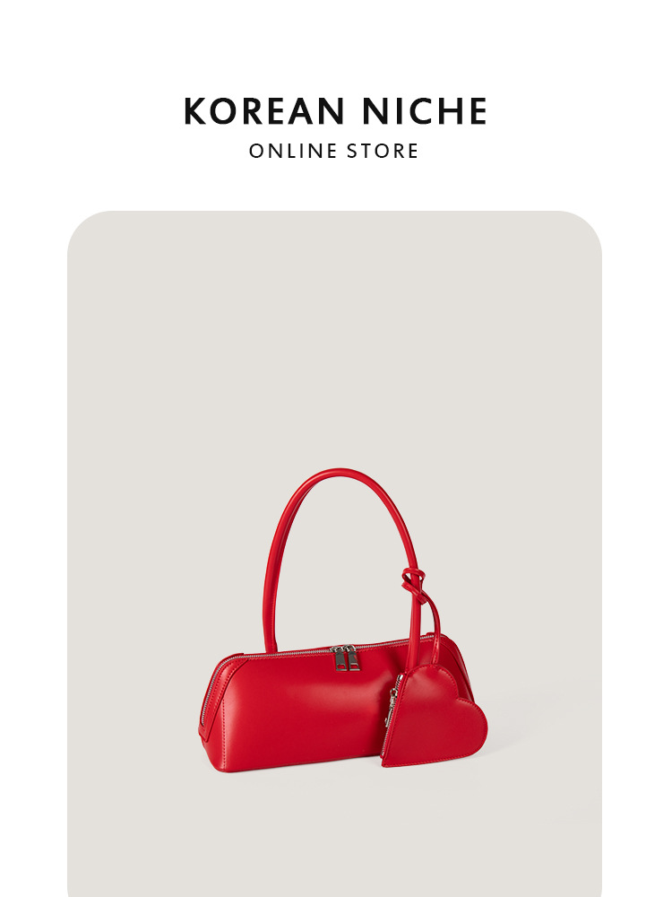 Korean-Style Niche Design Fashion Versatile Love Baguette New Solid Color Large Capacity Handbag Shoulder Bag For Women