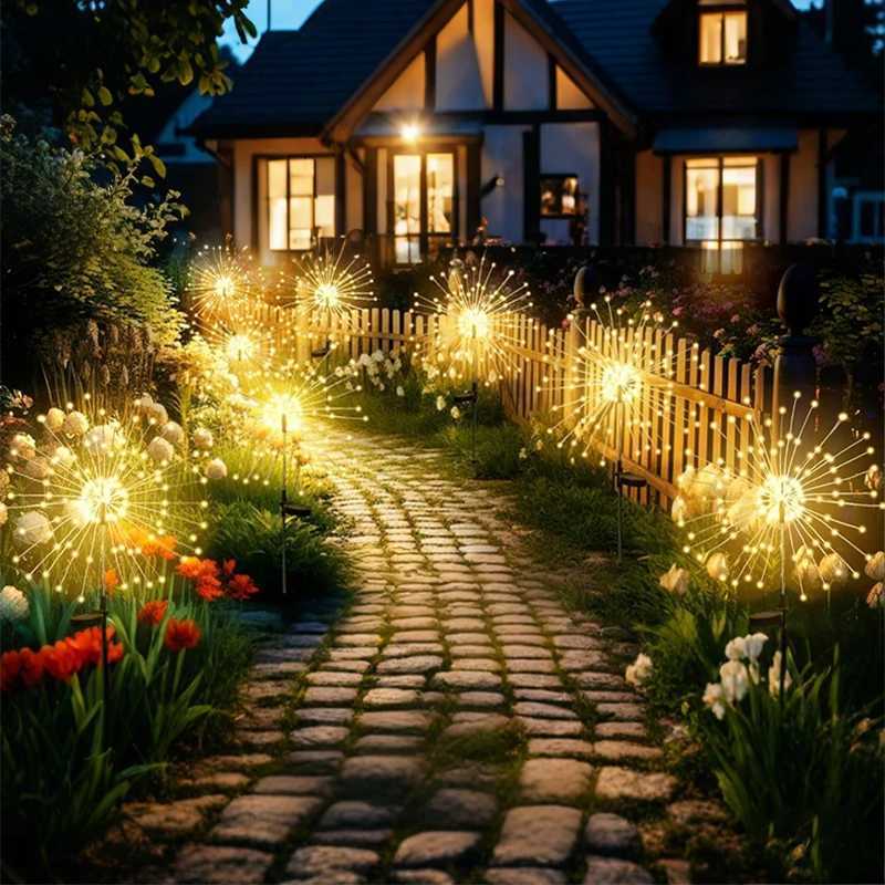 NEW 420LED Outdoor Solar Dandelion Pathway Light Waterproof Garden Decor Firework Lawn Solar Light for Yard Street Patio Balcony C250922