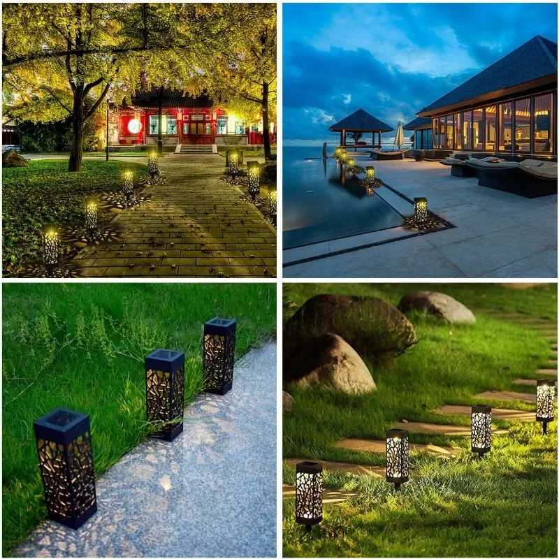1/8PCS Outdoor Solar Lights Waterproof LED Hollow Pattern Garden Lamp Auto Sensor Pathway Lighting for Yard Patio Decoration C2509221