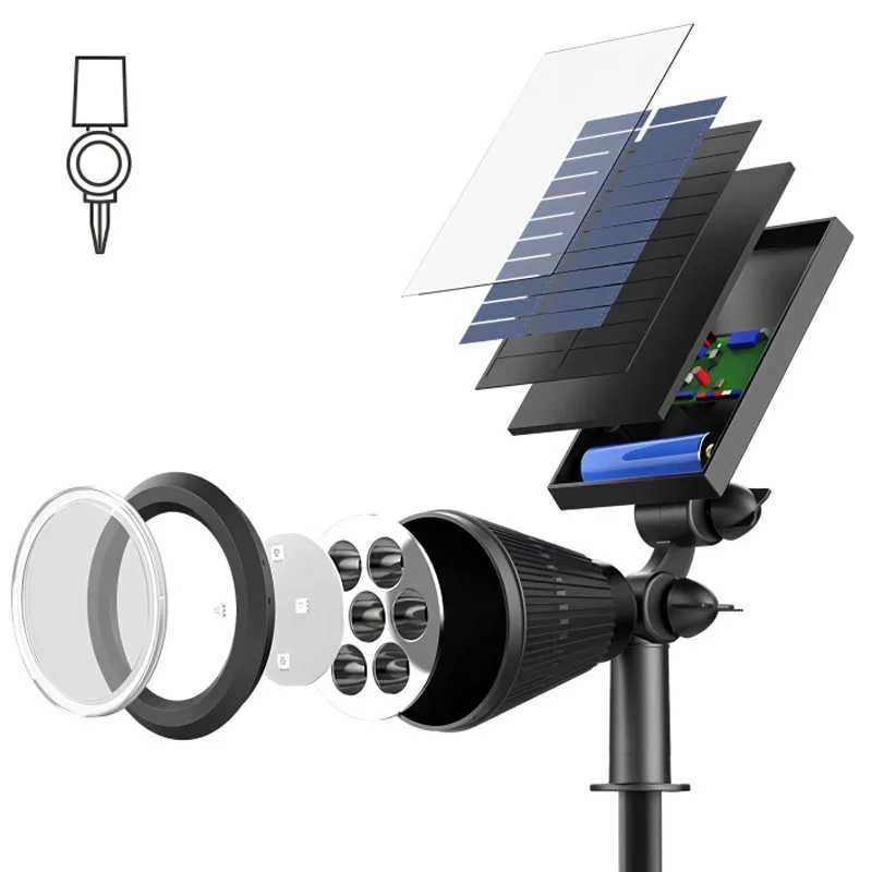 Solar Powered Garden Spot Light RGB Changing Street Garland Lawn Ground Lamp Waterproof Landscape Outdoor Home Decor Lighting C250922