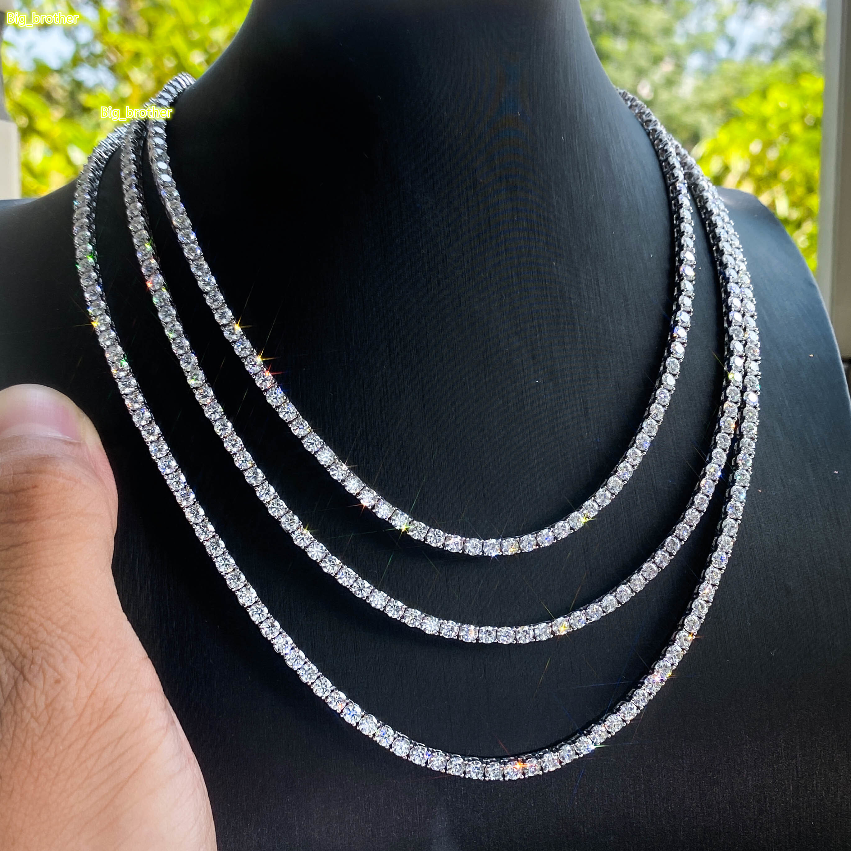 Fashion Jewelry Wholesale 5mm Moissanite Diamond 925 Sterling Silver Tennis Necklace Hot Sale Gift for Women Men Daily Wear