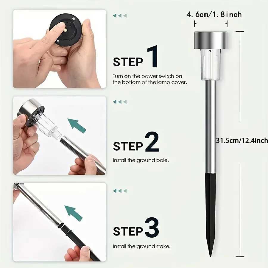 Outdoor Solar Lights Garden Lights Solar Powered Lamp Lantern Waterproof Landscape Lighting Pathway Yard Lawn Garden Decoration C250922