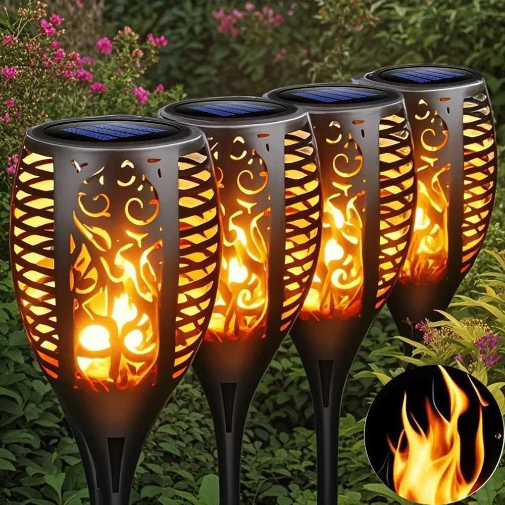 Solar Powered Flickering Flame Garden Lights Solar Charging with Auto OnOff for Lawn Yard Sidewalk Driveway Landscape Lighting C250922