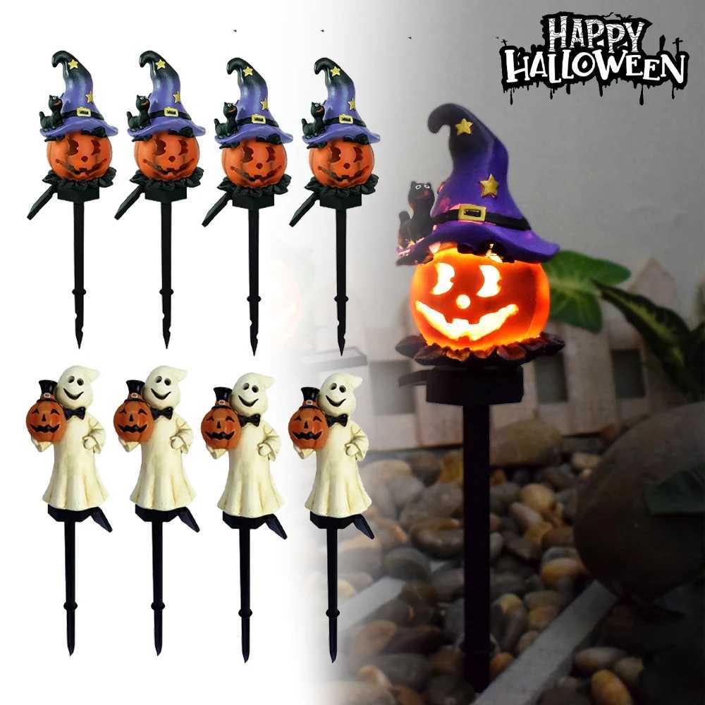 Spooky Solar Ghost Stake Lights Outdoor Waterproof Halloween Decor Auto Dusk to Dawn Scary Garden Yard Energy Saving Decor C250922